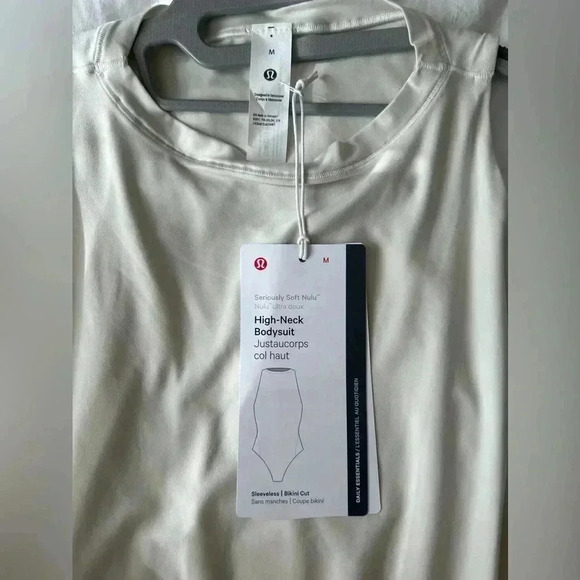 Lululemon Wundermost Ultra-Soft Nulu High-Neck Sleeveless Bodysuit - Bone - M - Picture 9 of 11